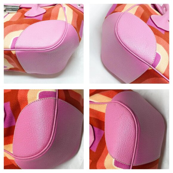 Authentic Prada Pink Canvas Hand Bag mon715-110525 - Picture 10 of 16